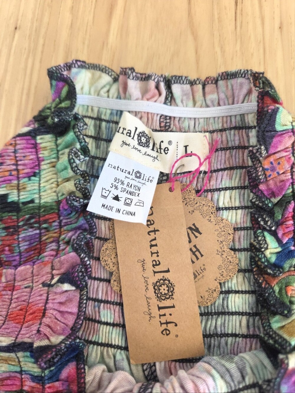 NWT Natural Life Make A Move ButterSoft Palazzo Pants Pink Painted Garden L - Picture 5 of 7
